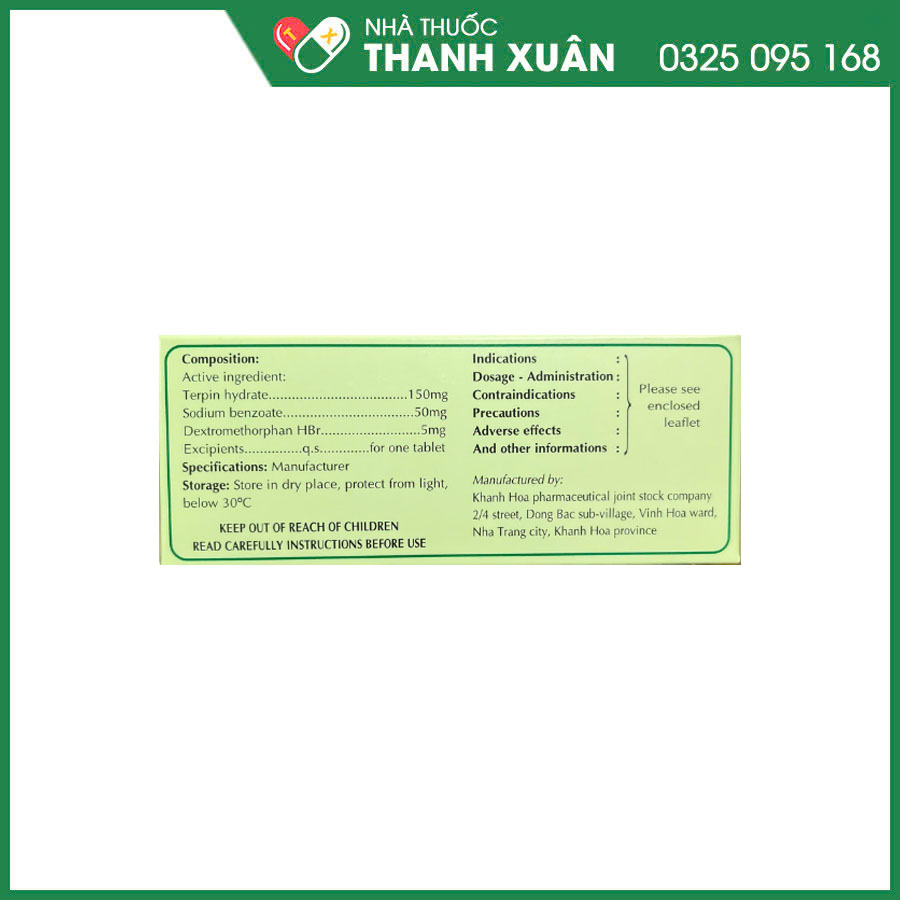 Khaterban thuốc điều trị các chứng ho như ho cảm, ho khan, ho có đờm